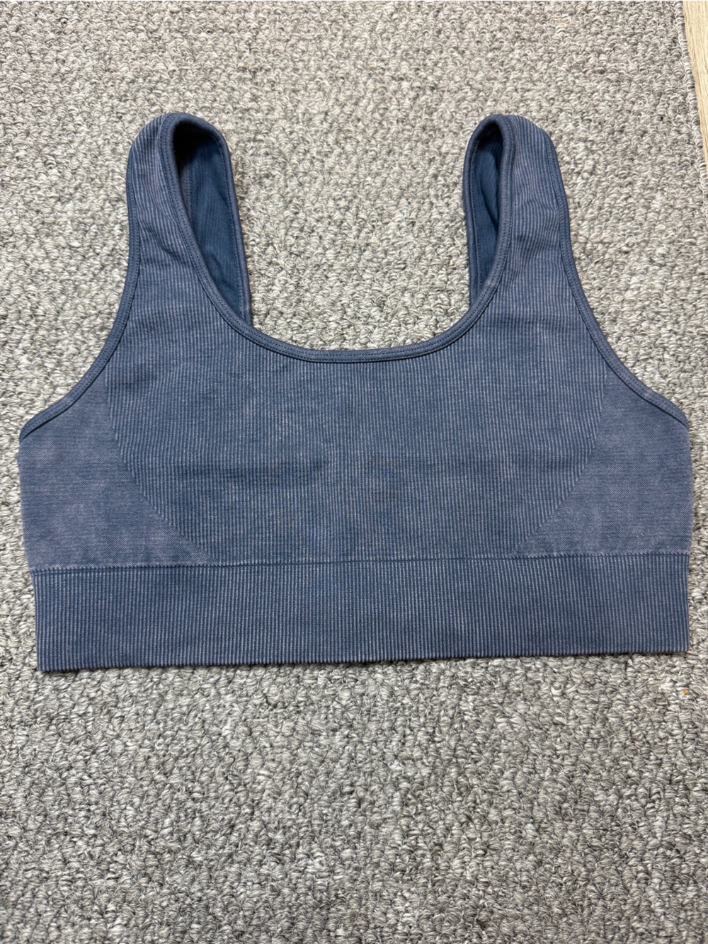 90 Degree By Reflex Ribbed Blue Sports Bra, Size L - Picture 1 of 6